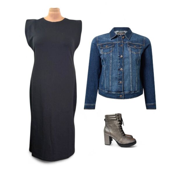 THE DROP Padded Shoulder Black Sheath Dress, NWT! Size 2X - Picture 7 of 8